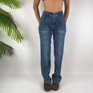 Vintage Y2K Lee Indie Grunge Low Rise Streetwear Denim Cargo Jeans / Size: 9/10